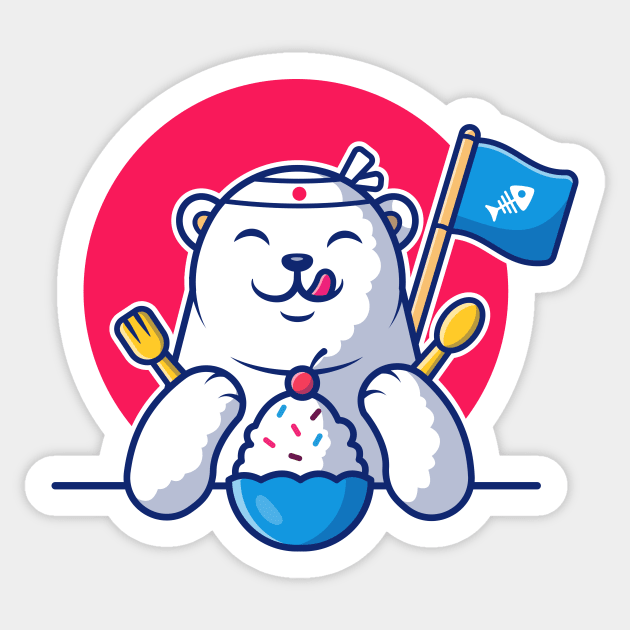 Cute polar bear eating ice cream Sticker by Catalyst Labs